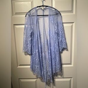Sheer blue lace cover up